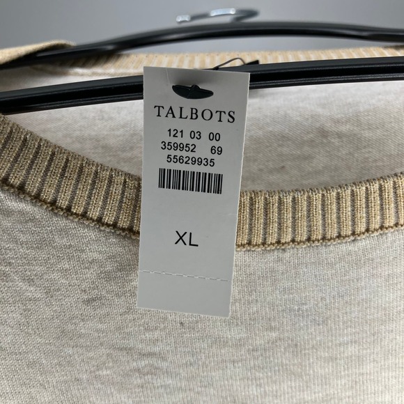 NWT TALBOTS Colorblock Pocket Neutral Lightweight Sweater Tan Cream XL - Picture 4 of 5